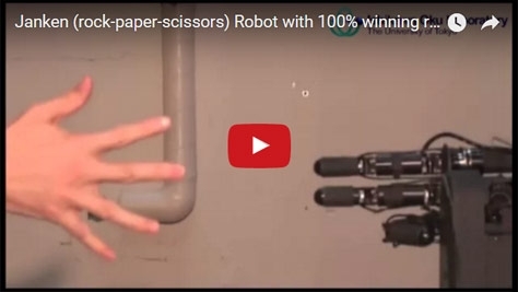 Rock-paper-scissors robot with 100% win rate